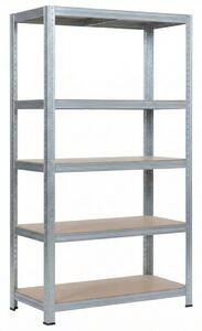 Raft metalic de depozitare, 5 polite MDF, otel galvanizat 180x90x40, 175kg/polita
