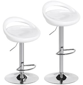 Set 2 Scaune de Bar Rotative ABS Alb, Reglabile 76-96 cm, Stabilitate si Confort