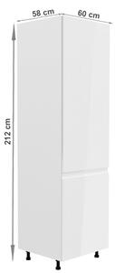 Dulap de bucătărie pentru frigider încorporat D60ZL Aurellia (alb + alb lucios) (D). 1015757