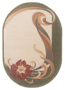 Covor lana Premium, 0281-2-51038, verde/Roz, model floral