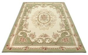 Covor lana Premium, 6504-1-51038, verde/bej/rosu, model clasic
