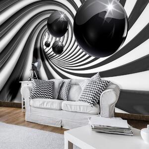 Fototapet - 3D tunel alb negru (254x184 cm)