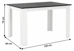 Masă de sufragerie Plat (dreptunghi) (pentru 4 persoane) (alb + negru). 794792
