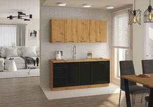 Dulap inferior de bucătărie Meriel 15 D CARGO (negru + Stejar artisan). 1034001