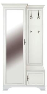 Mobilier hol cu oglinda IDENTO, alb, PAL, 115x44x210 cm