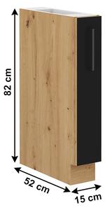 Dulap inferior de bucătărie Meriel 15 D CARGO (negru + Stejar artisan). 1034001