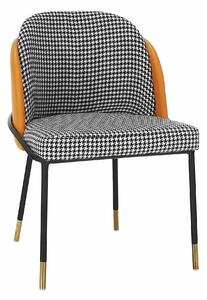 Scaun KIRNA, alb/negru/galben, stofa clasica/piele ecologica, 54x56x78