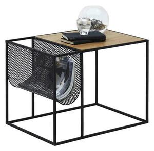 Masuta cafea FLYN, stejar/negru, metal, 55x40x45 cm