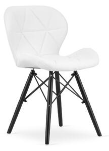 Scaun Bucatarie/Dining Kross Alb Piele Ecologica Picioare Negre