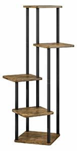 Etajera ADITE, lemn rustic/negru, metal/PAL, 30x30x107 cm