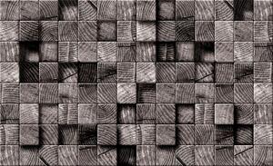 Fototapet - Cuburi gri din lemn (254x184 cm)
