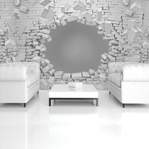 Fototapet - 3D - explozie peretelui din cărămizi (152,5x104 cm)