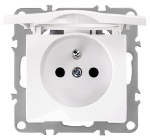 Priză simplă cu împământare și clapetă OSTE JNH005-G White