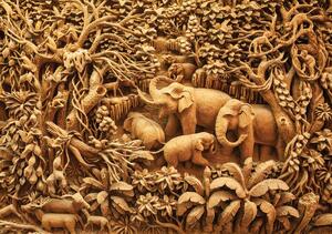 Fototapet - Relief familiei de elefanți (152,5x104 cm)