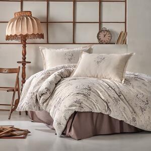 Lenjerie de pat dublu Bumbac 100% Ranforce 4 piese king size 240 x 260 cm, Elegant, Bej, Clasy ESTE V1