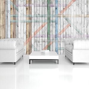 Fototapet - Scănduri de lemn colorate (152,5x104 cm)
