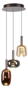 Lampă suspendată neagră cu sticlă multicoloră rotundă, incl. LED 3 lumini Easylift - Irides