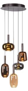 Lampă suspendată neagră cu sticlă multicoloră rotundă, incl. LED 6 lumini Easylift - Irides