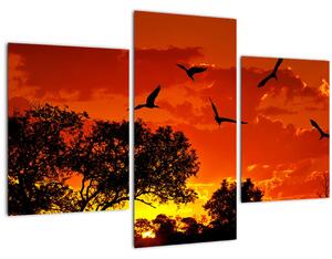 Tablou cu păsări în apus de soare (90x60 cm)