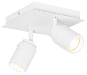 Spotlight modern pentru baie alb pătrat cu 2 lumini IP44 - Ducha