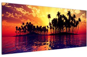 Tablou insulă în apus de soare (120x50 cm)