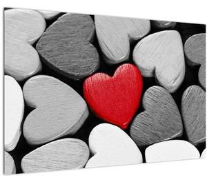 Tablou cu inimioare din lemn (90x60 cm)