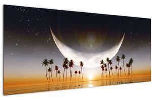 Tablou- Luna deasupra palmierilor (120x50 cm)