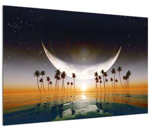 Tablou- Luna deasupra palmierilor (90x60 cm)