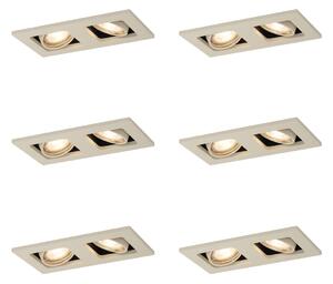 Set de 6 spoturi încastrate moderne bej GU10 50mm reglabile cu 2 lumini - Qure