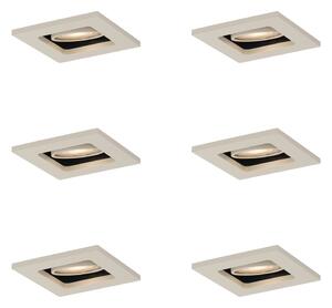 Set de 6 spoturi încastrate moderne bej GU10 50mm rotative și înclinabile - Qure