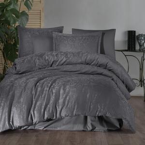 Lenjerie de pat dublu Jacquard 100% Bumbac 6 piese 240 x 260 cm, Elegant, Gri, Clasy HEMERA V1