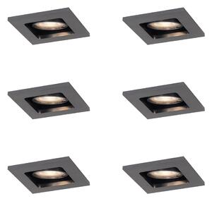 Set de 6 spoturi încastrate moderne Gunmetal GU10 50mm Rotund Înclinabile - Qure