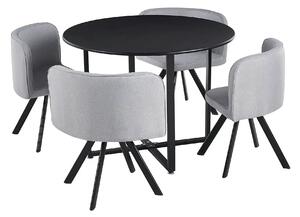 Set masa cu 4 scaune BEVAN NEW, gri deschis/negru