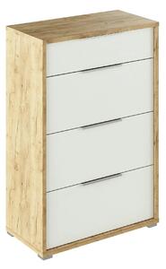 Comoda RIOMA TYP 22, stejar artisan/alb, DTD laminat, 75x38x112 cm