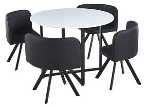 Set masa cu 4 scaune BEVAN NEW, negru/alb