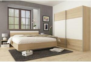 Set dormitor GABRIELA NEW, stejar sonoma/alb, DTD laminat/metal, cu pa