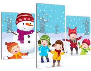 Tablou - Bucurii de iarnă pentru copii (90x60 cm)