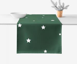 Goldea napron de masă de crăciun 100% bumbac - steluțe pe verde închis 20x120 cm