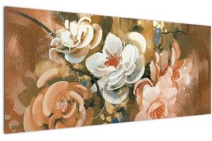 Tablou -Buchet de flori pictat (120x50 cm)