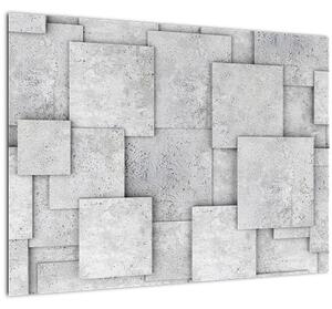 Tablou pe sticlă - Abstracție cu faianță de beton (70x50 cm)