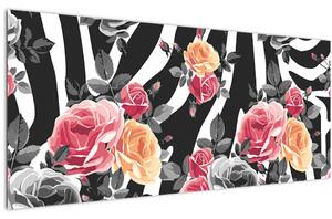 Tablou cu trandafiri înfloriți (120x50 cm)