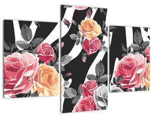 Tablou cu trandafiri înfloriți (90x60 cm)