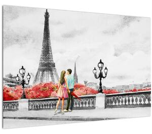 Tablou îndrăgostiții în Paris (90x60 cm)