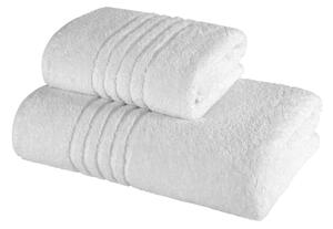 Set 2 prosoape color Bordură Linii 550 gr./m2 (50x90 + 70x140) - ALB