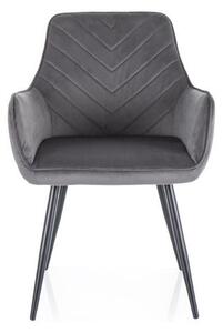Scaun FIG, gri/negru, stofa catifelata - Bluvel 14/metal, 57x47x85 cm