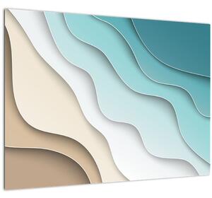 Tablou pe sticlă abstract cu plaja mării (70x50 cm)