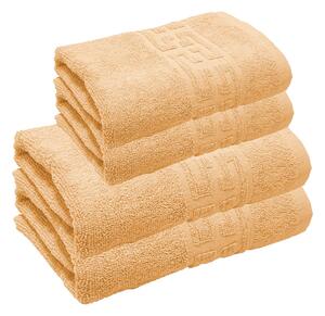 Set 4 prosoape greek border family pack 500 gr./m2 (50x90 + 70x140) - PORTOCALIU