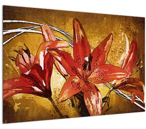 Tablou cu flori de crini (90x60 cm)