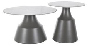 Set 2 masute ITAKA, alb/gri, ceramica/metal, 70x40/50x50 cm