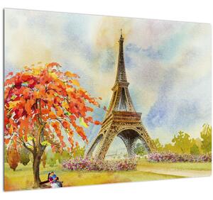 Tablou pictat cu turnul Eiffel (70x50 cm)